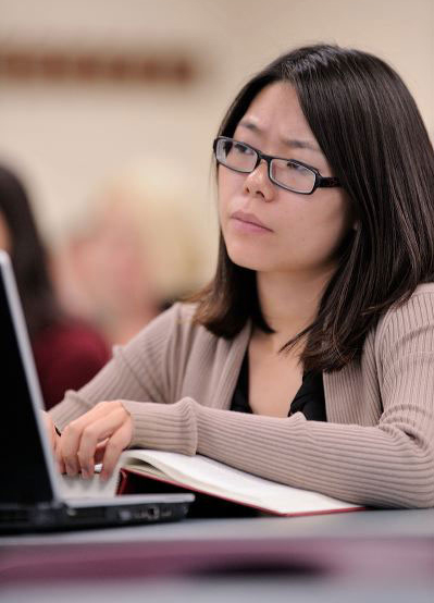 University of Akron law student in class