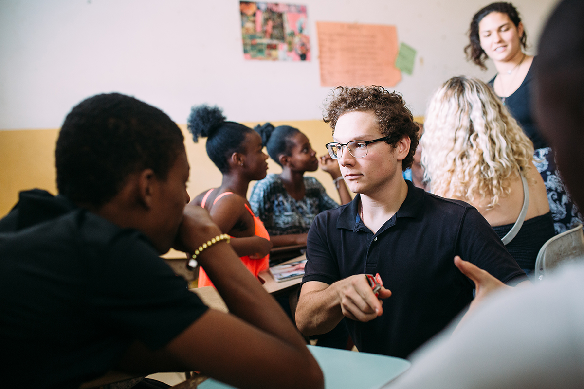 Joe Paolucci with students