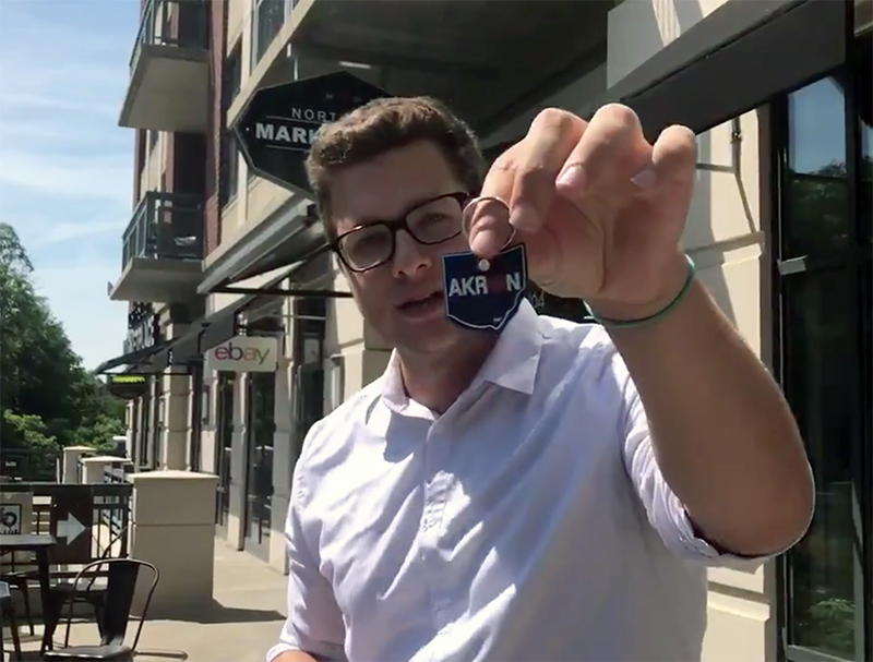 Nathan Hill holding keyring