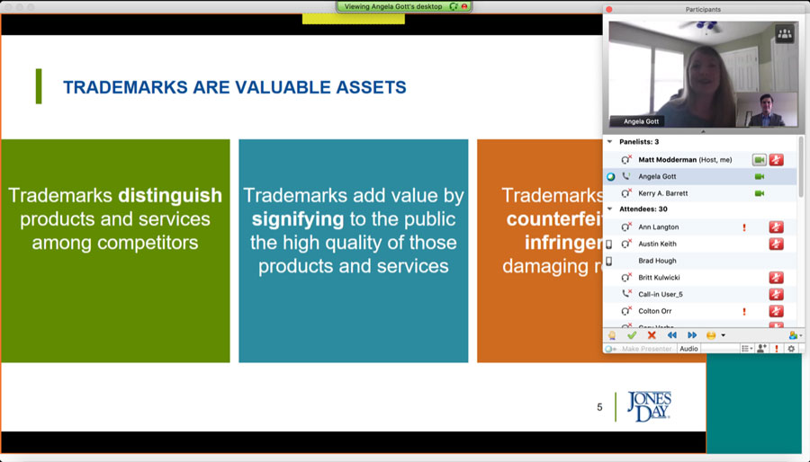 Virtual IPTLA Lunch & Learn with Jones Day Trademark Lawyers on Global Brand Management