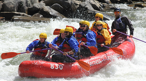Image of students white water rafting
